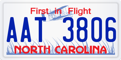 NC license plate AAT3806