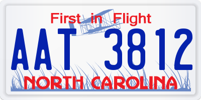 NC license plate AAT3812