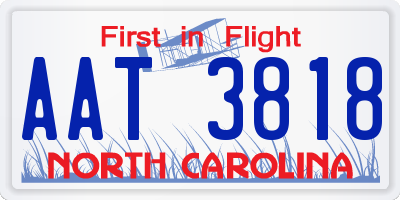 NC license plate AAT3818