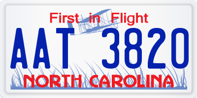 NC license plate AAT3820