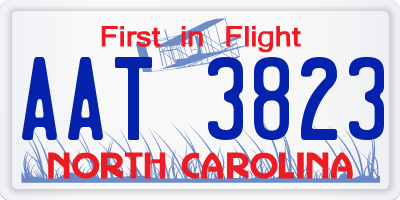 NC license plate AAT3823