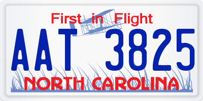 NC license plate AAT3825