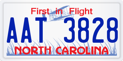 NC license plate AAT3828