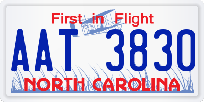 NC license plate AAT3830
