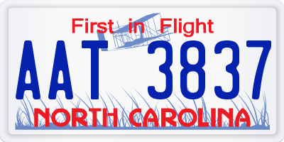 NC license plate AAT3837