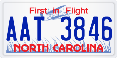 NC license plate AAT3846