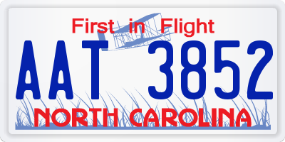 NC license plate AAT3852
