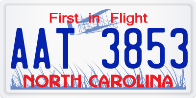 NC license plate AAT3853