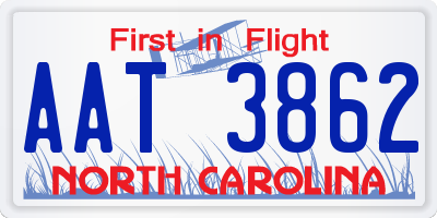NC license plate AAT3862