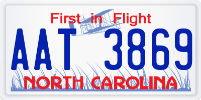 NC license plate AAT3869