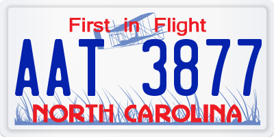 NC license plate AAT3877
