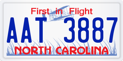 NC license plate AAT3887