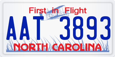 NC license plate AAT3893