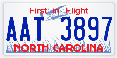 NC license plate AAT3897
