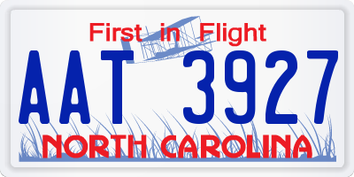NC license plate AAT3927