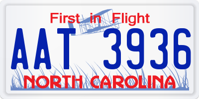 NC license plate AAT3936