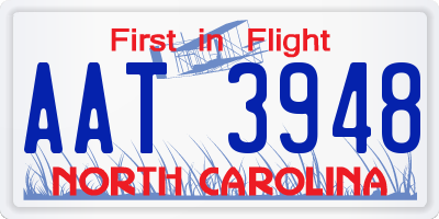 NC license plate AAT3948