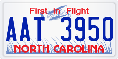 NC license plate AAT3950