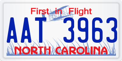 NC license plate AAT3963