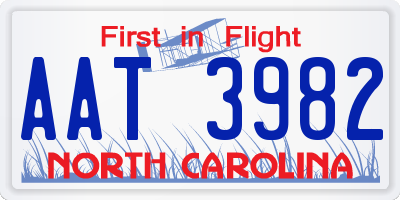 NC license plate AAT3982