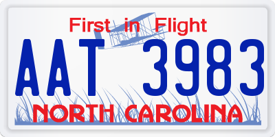NC license plate AAT3983