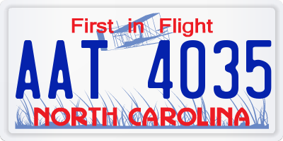 NC license plate AAT4035