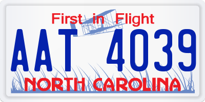 NC license plate AAT4039