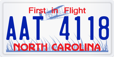 NC license plate AAT4118
