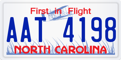NC license plate AAT4198