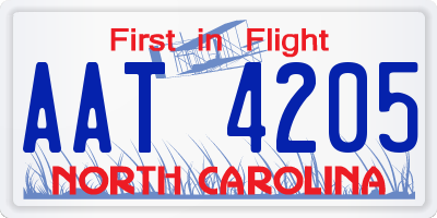 NC license plate AAT4205
