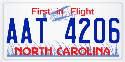NC license plate AAT4206