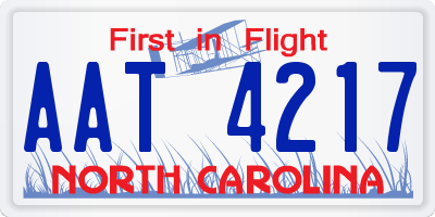 NC license plate AAT4217