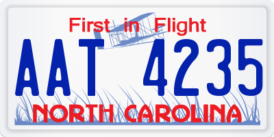 NC license plate AAT4235