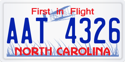 NC license plate AAT4326