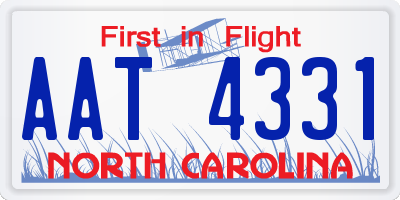 NC license plate AAT4331