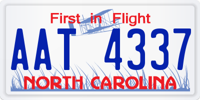 NC license plate AAT4337