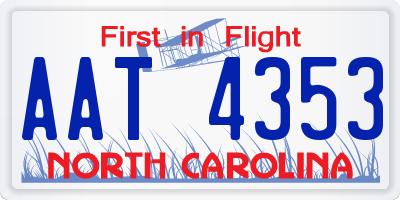 NC license plate AAT4353