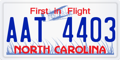 NC license plate AAT4403