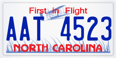NC license plate AAT4523