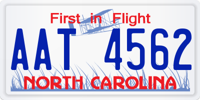 NC license plate AAT4562