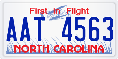 NC license plate AAT4563