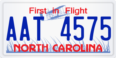 NC license plate AAT4575