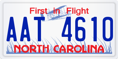 NC license plate AAT4610