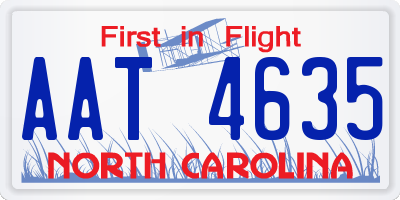 NC license plate AAT4635