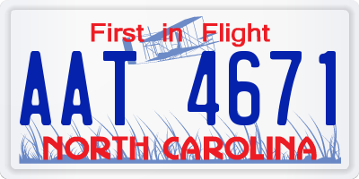 NC license plate AAT4671