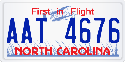 NC license plate AAT4676