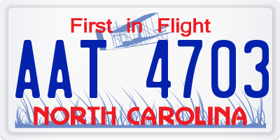 NC license plate AAT4703
