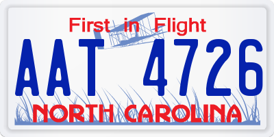 NC license plate AAT4726