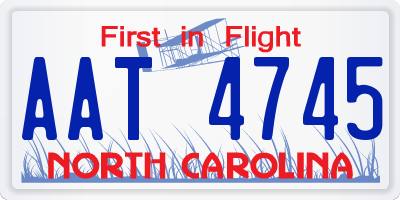NC license plate AAT4745