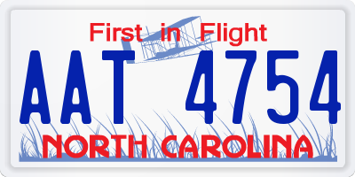 NC license plate AAT4754